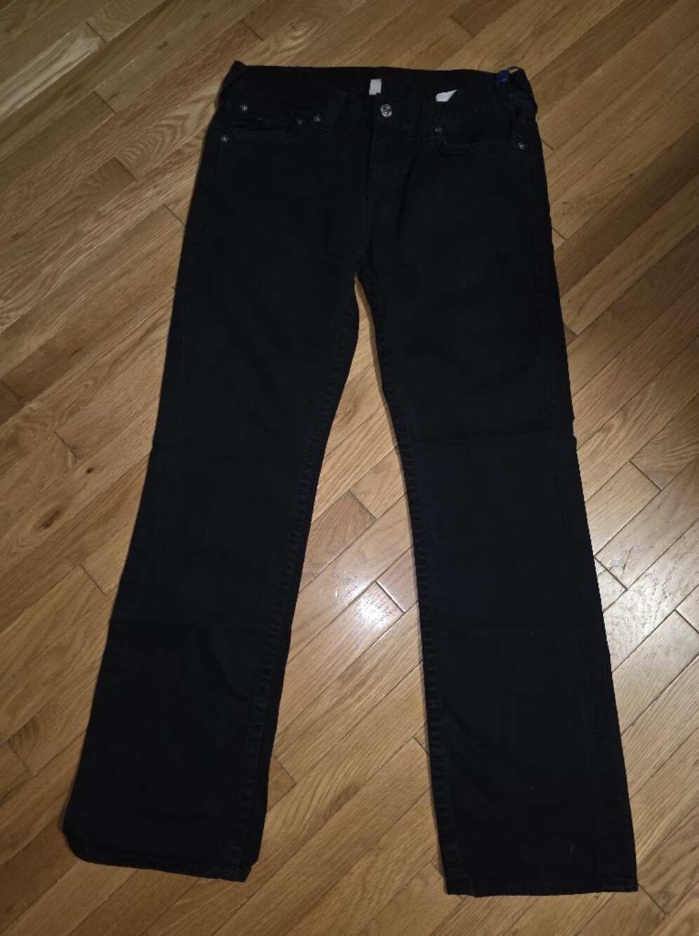MEXICO True Religion Men's Black JEANS WHITE STITCHED SIZE 34X34 MADE IN NICE! - Picture 10 of 13